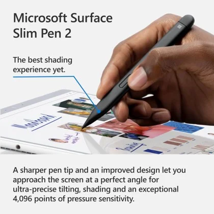 Microsoft SURFACE SLIM PEN 2 - BLACK Microsoft Surface Slim Pen 2 Bluetooth Stylus - Plastic - Matte Black - Smartphone, Tablet, Notebook Device Supported view 2