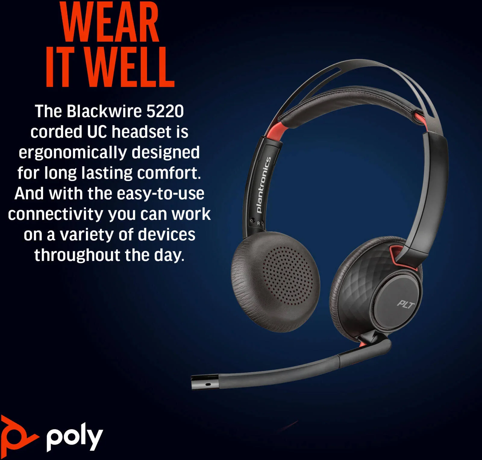 Hp Poly BW 5220 USB-C HS +3.5mmP +USB-C/A Poly Blackwire 5220 Wired On-ear, Over-the-head Stereo Headset - Black - Microsoft Teams Certification - Binaural - Supra-aural - 32 Ohm - 20 Hz to 20 kHz - 216.4 cm Cable - Omni-directional, Noise Cancelling Microphone - Noise Canceling - USB Type C, Mini-phone (3.5mm)