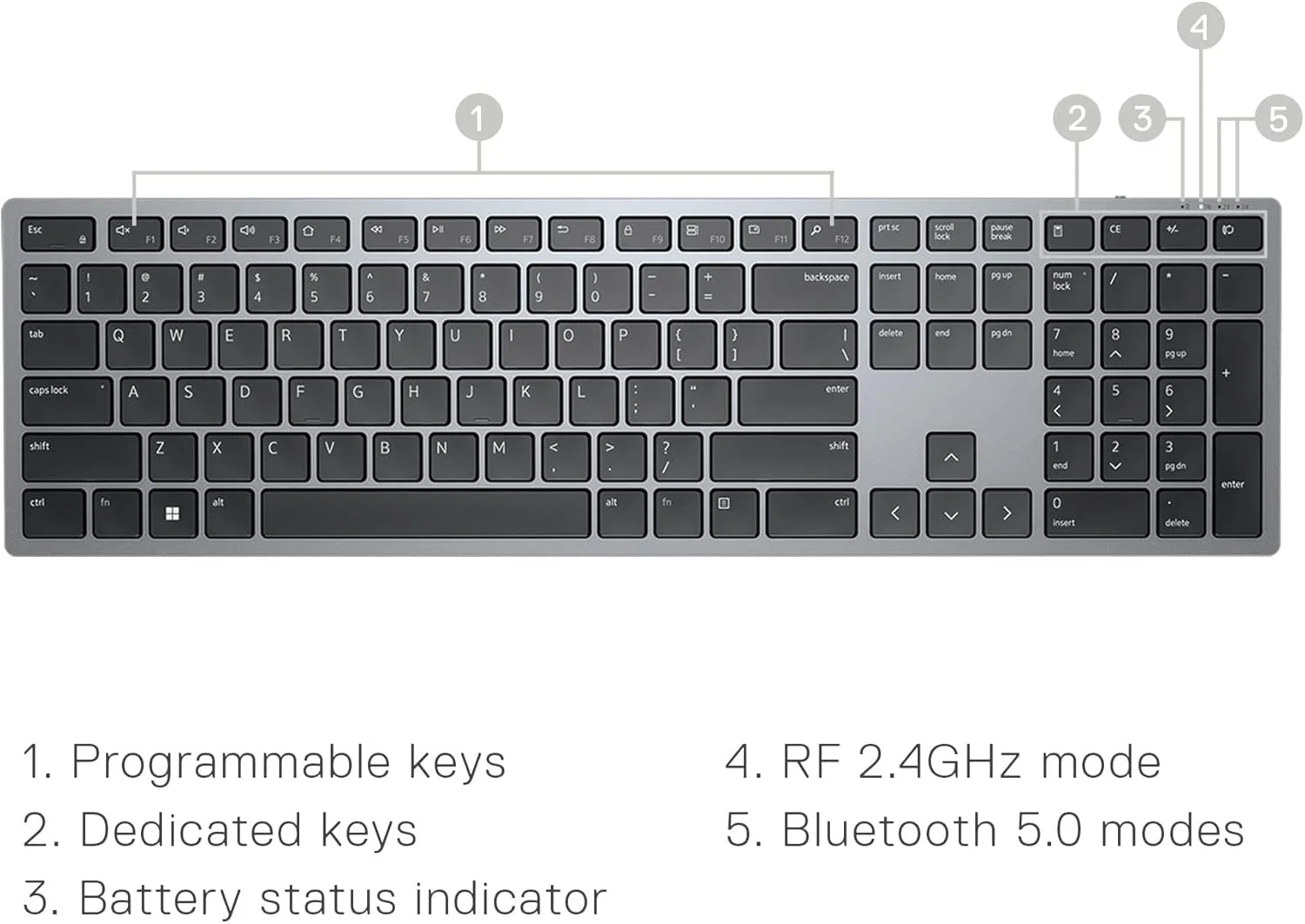 Dell KM7321W DELL PREMIER MULTI WIRELESS KB Dell Premier Multi-Device Wireless Keyboard and Mouse US English - KM7321W view 3