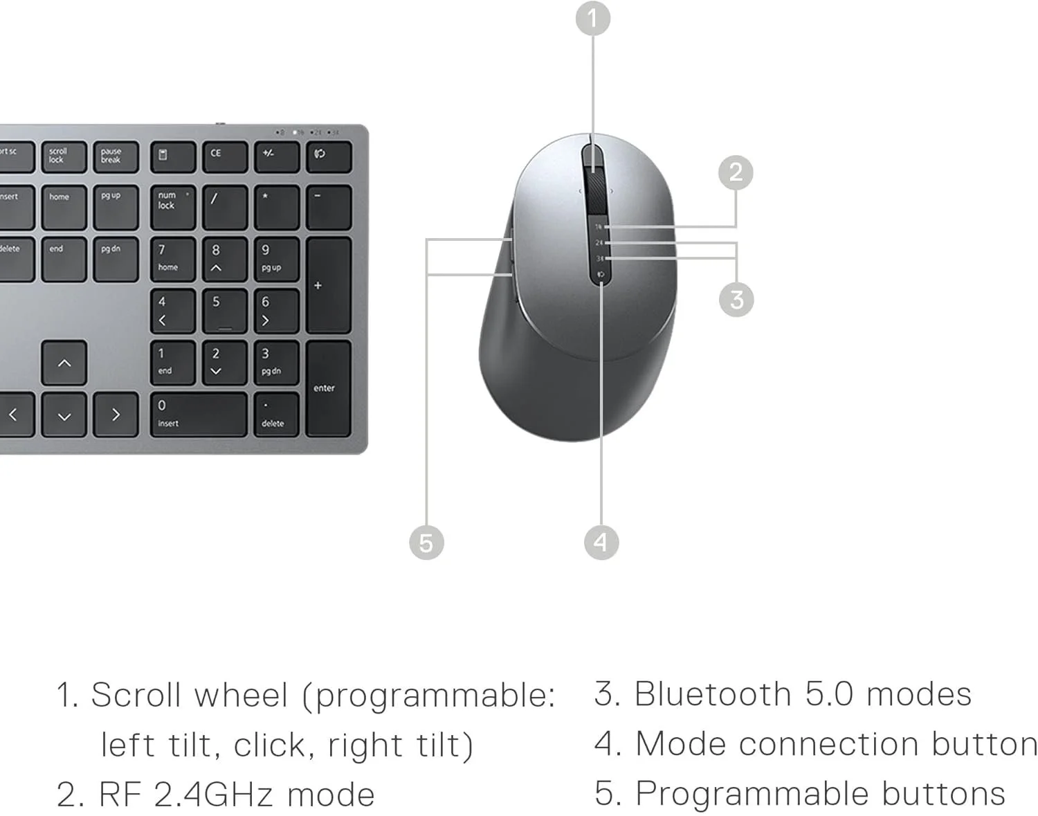 Dell KM7321W DELL PREMIER MULTI WIRELESS KB Dell Premier Multi-Device Wireless Keyboard and Mouse US English - KM7321W view 4