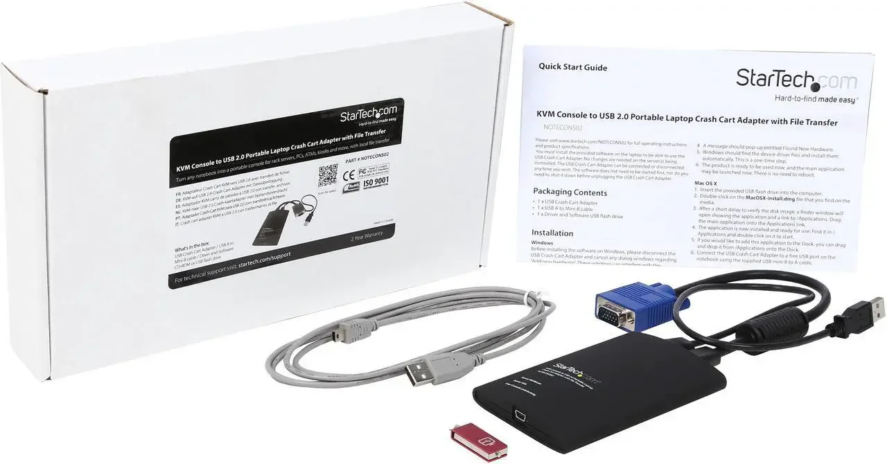 Startech.Com KVM PORTABLE CRASH CART W/ FILE TRANSFER StarTech.com KVM Console - Wired - TAA Compliant - 1 Computer(s) - 1 Local User(s) - WUXGA - 1920 x 1200 Maximum Video Resolution - 2 x USB - 1 x VGA - Portable - For PC, Linux, Mac