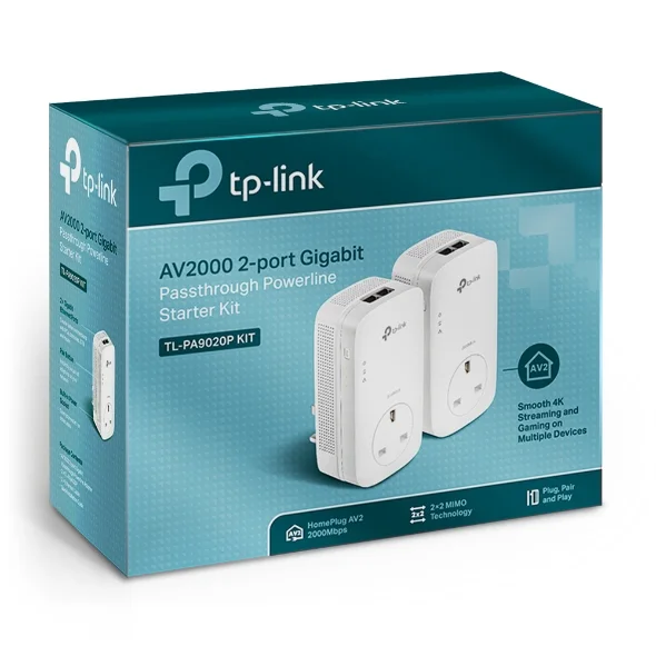 Tp-Link Tl-Pa9020P-Kit Av2000 2-Port Gigabit Passthrough Powerline Starter Kit TL-PA9020P-KIT view 3