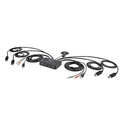 Startech.Com 2-Port Dual-Monitor Cable KVM Switch StarTech.com C2-DD46-UA2-CBL-KVM KVM Switchbox - 2 Computer(s) - 1 Local User(s) - 4K - 3840 x 2160 - 4 x USB - 6 x DisplayPort
