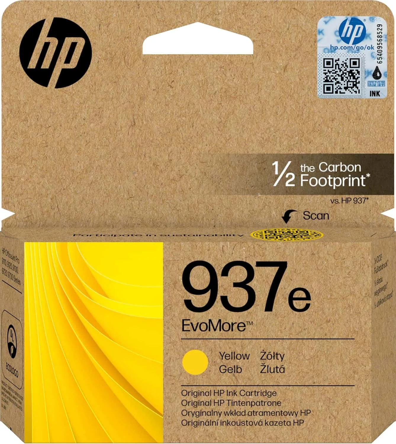 HP 937E EVOMORE YELLOW ORIGINAL INK CRTG HP EvoMore 937e Original Standard Yield Inkjet Ink Cartridge - Yellow Pack - 1650 pages