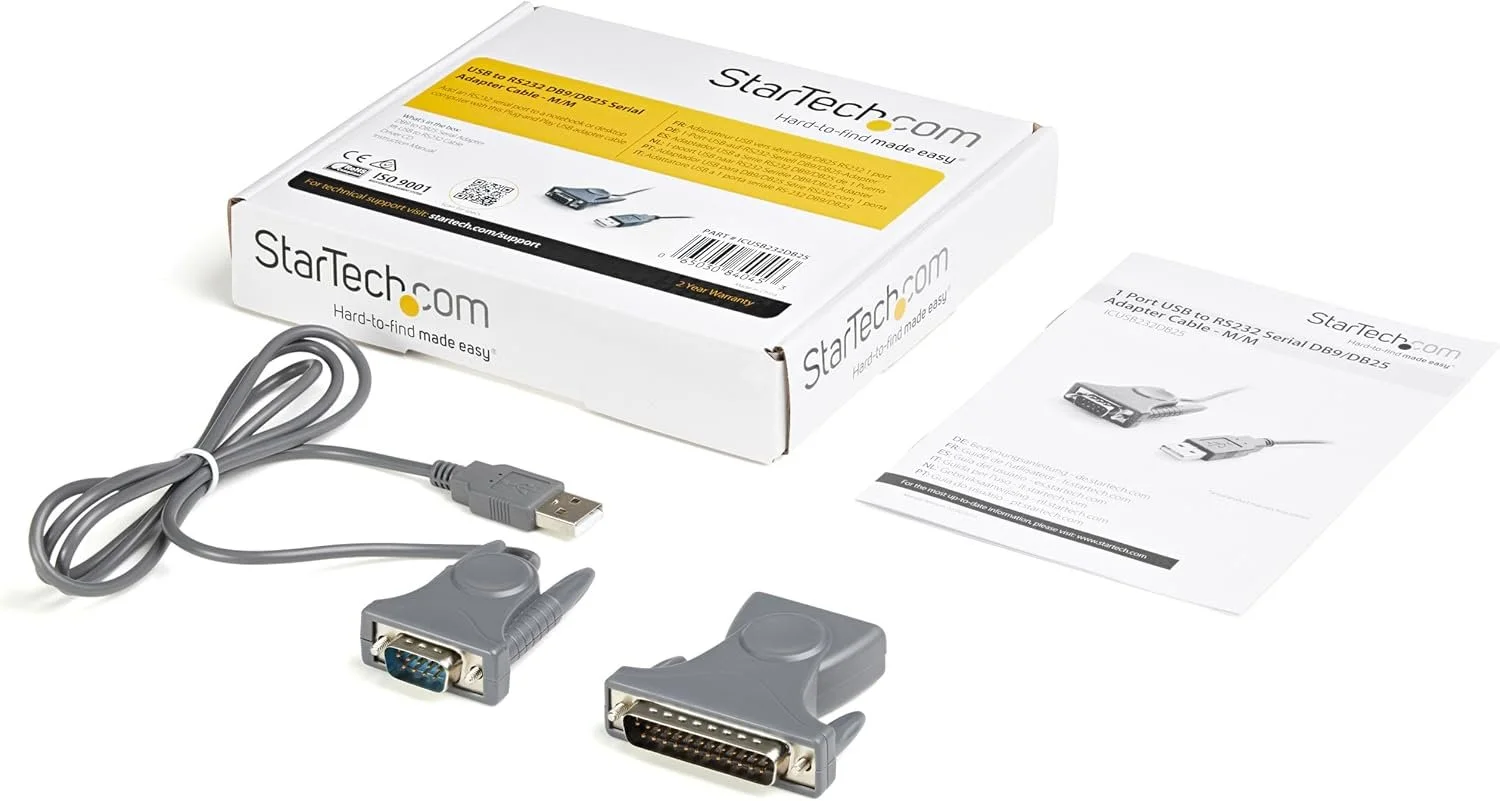 Startech.Com USB TO RS232 DB9/DB25 SERIAL ADAPTER StarTech.com Data Transfer Adapter - 1 Each - 1 x 9-pin DB-9 RS-232 Serial - Male - 1 x USB 2.0 Type A - Male - Grey
