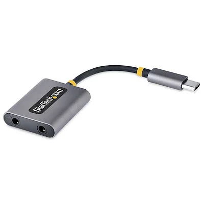 Startech.Com USB-C Headphone Splitter/Dongle with Mic StarTech.com Audio Adapter - 1 - 1 x 24-pin USB 2.0 Type C - Male - 2 x Mini-phone Stereo Audio - Female - Aluminium Connector - Black, Space Gray