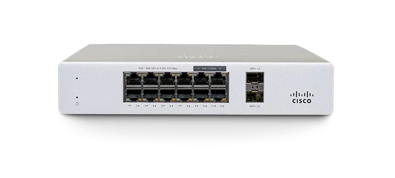 Cisco Meraki MS130-12X Cloud Mgd. 8GE + 4x(2.5GE) 240W PoE Switch (MS130-12X)