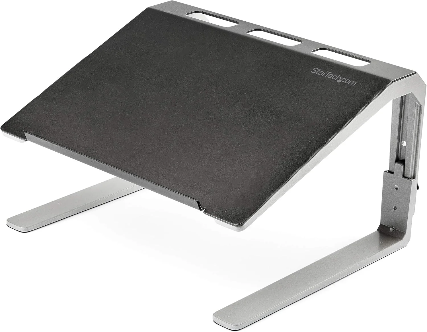 Startech.Com Laptop Stand - Adjustable - Tilted StarTech.com Height Adjustable Notebook Stand - Up to 43.2 cm (17") Screen Support - 10 kg Load Capacity - 23.6 cm Height x 35.8 cm Width - Desktop, Tabletop - Steel, Aluminium - Black, Silver - 1 Each