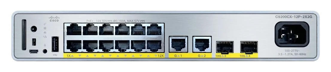 Cisco Catalyst 9000 Compact Switch 12 port PoE+, 240W,HVDC,Adv (C9200CX-12P-2XGH-A)