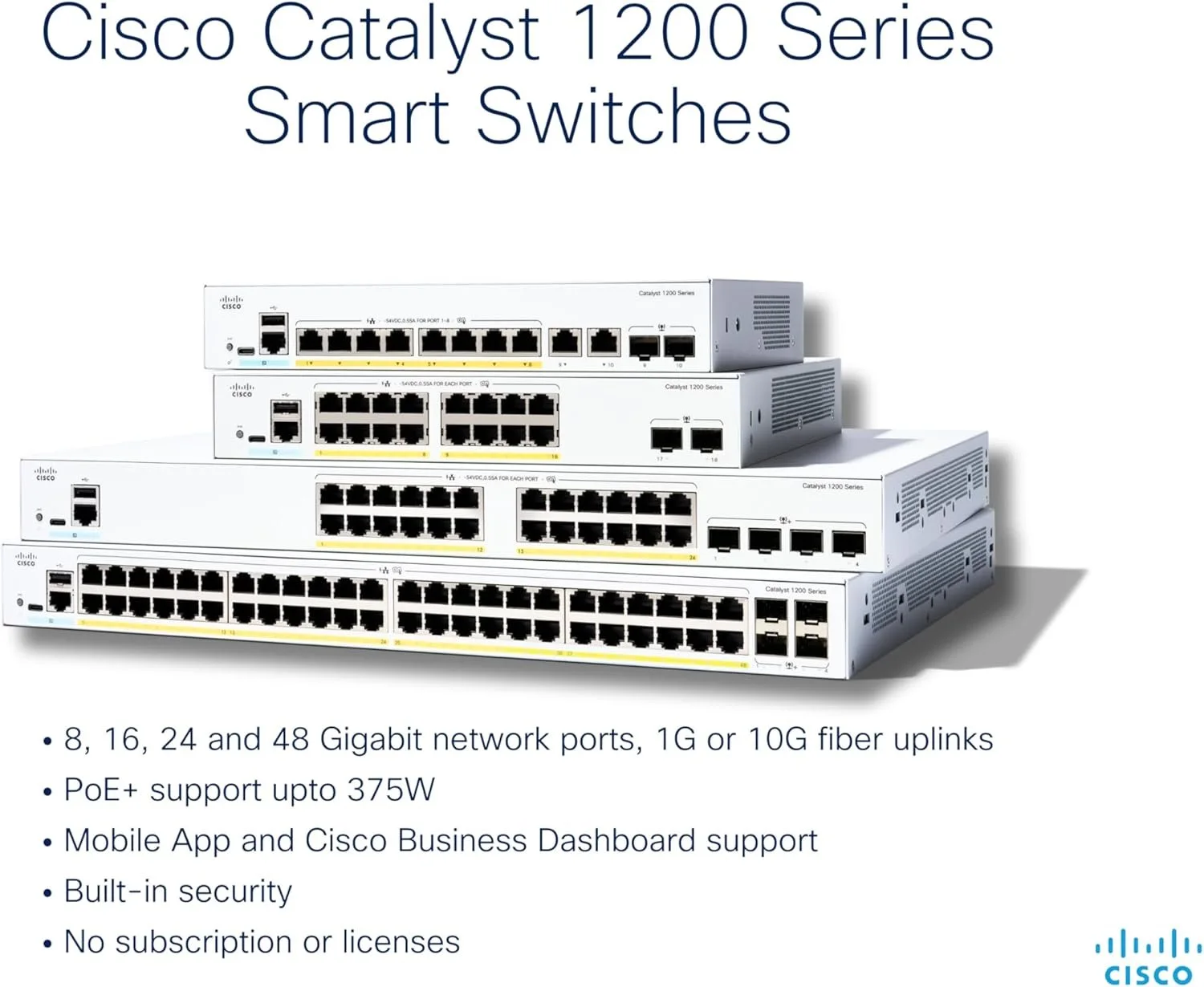 Cisco Catalyst 1200 8-port GE, Ext PS, 2x1G Combo (C1200-8T-E-2G) view 3