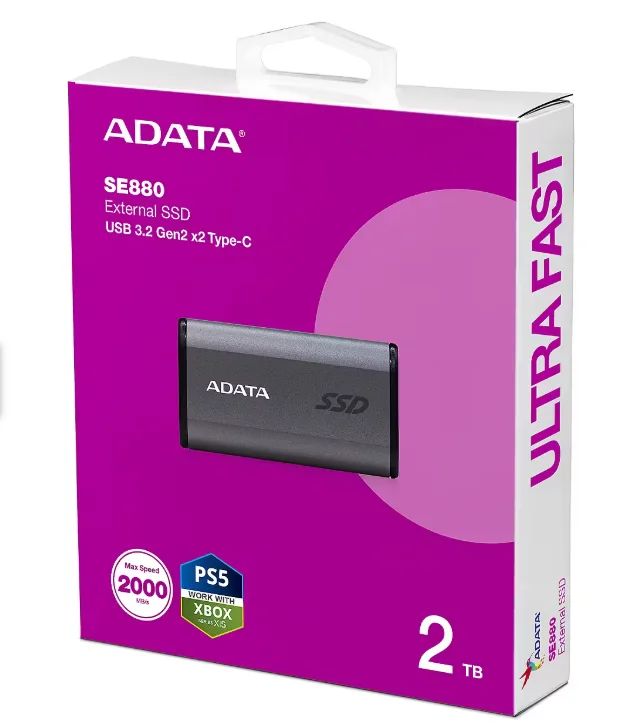 ADATA AELI-SE880-2TCGY Elite SE880 2TB Portable SSD (Lightweight | Compact)