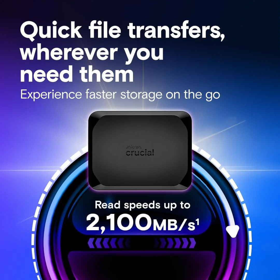 Crucial CT4000X10SSD9C Crucial X10 4TB Portable SSD (Black) view 3