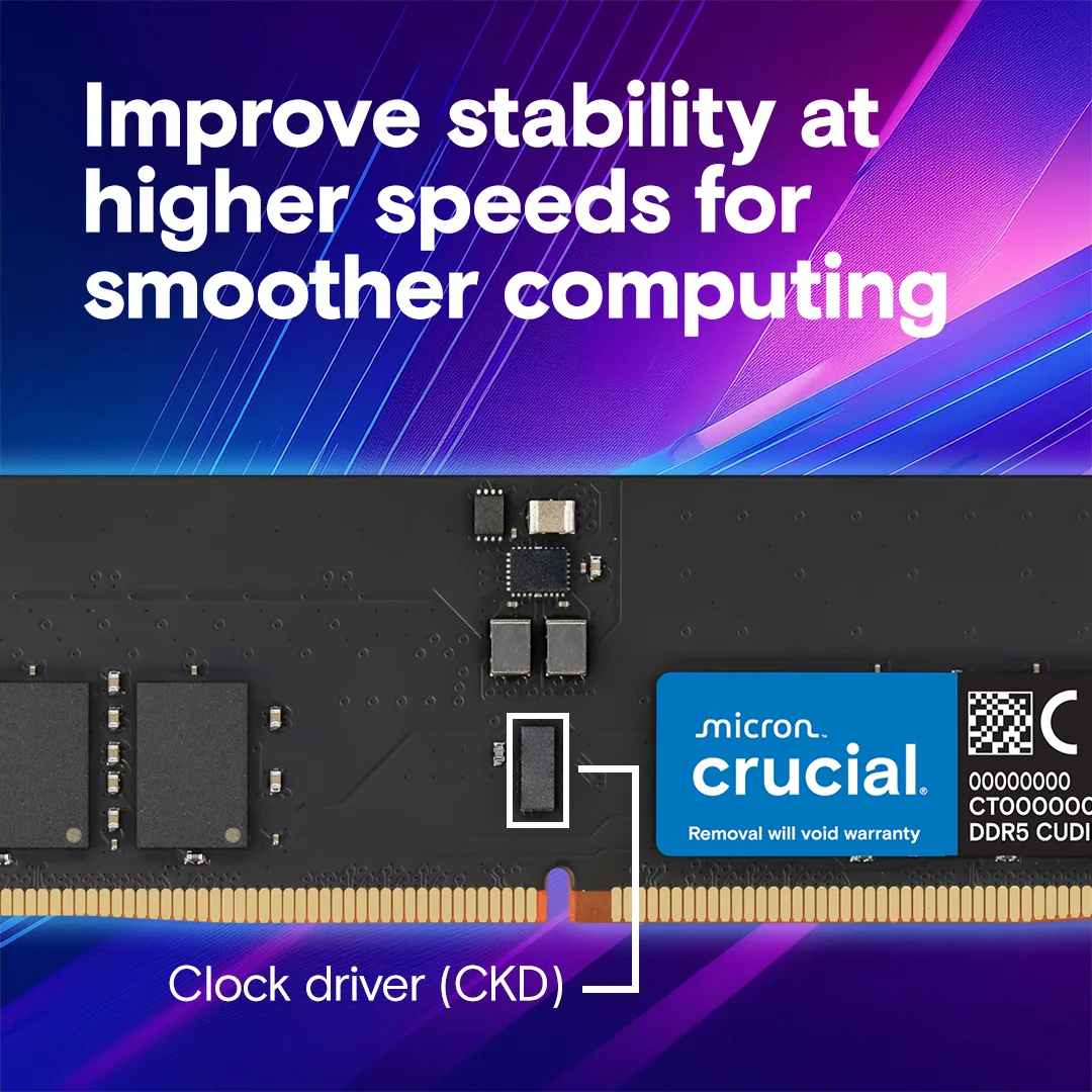 Crucial CT64G64C52CU5 Crucial 64GB DDR5-6400 CUDIMM 1.1V CL52 view 3