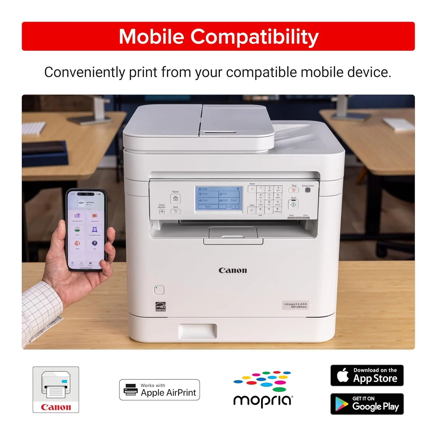 Canon 6354C003AA Canon imageCLASS MF289dw Mono Laser Printer with Fax (Wired High-Speed Ethernet, Wi-Fi, USB, Direct Connection, 6‑Line LCD Touchscreen, New Model) view 4