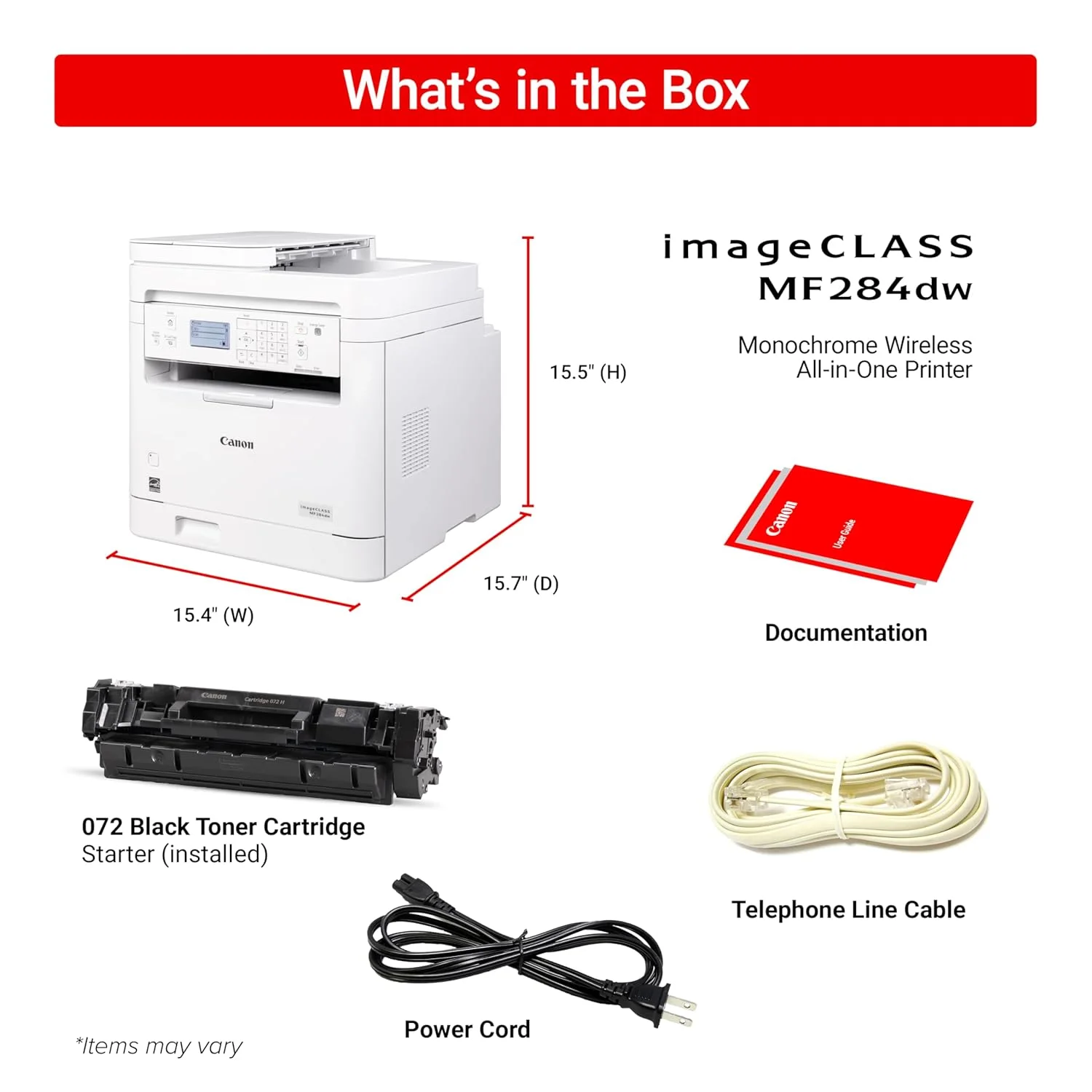 Canon 6354C017AA Canon imageCLASS MF284dw Mono Laser Printer (Wired High-Speed Ethernet, Wi-Fi, USB, Direct Connection, 5‑Line Vari-Angle LCD, New Model) view 2