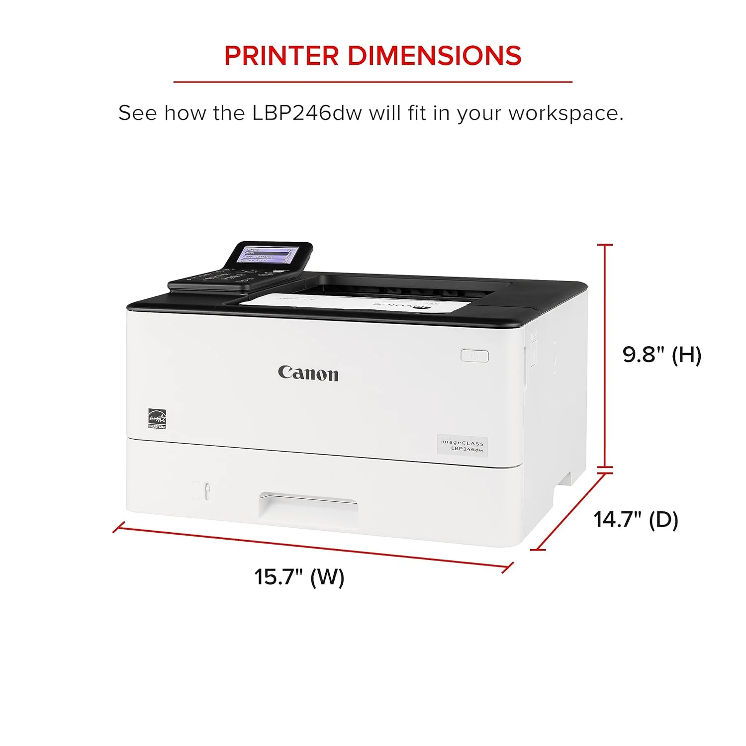 Canon 5952C009AA Canon imageCLASS LBP246dw Mono Laser Printer (Gigabit Ethernet & Wireless) view 3