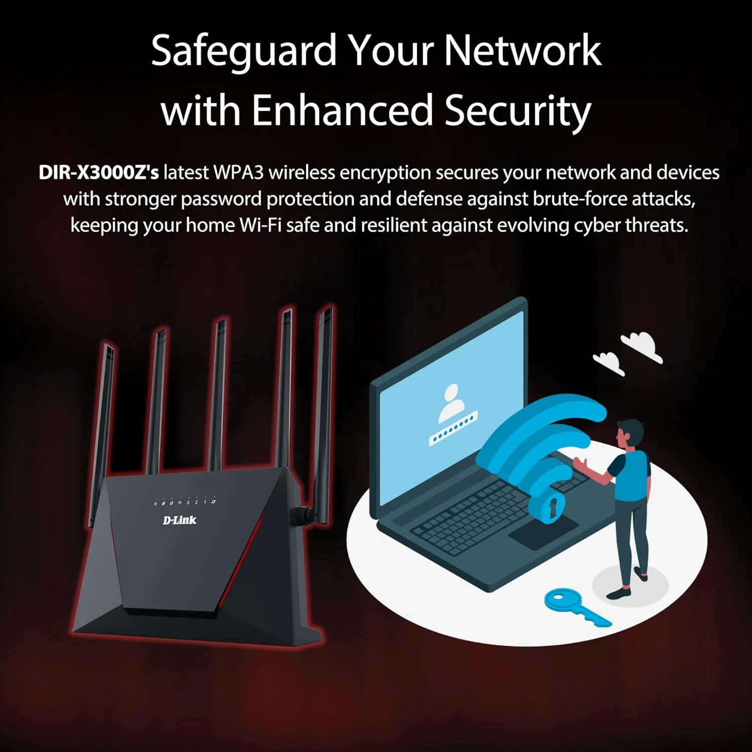 D-Link DIR-X3000Z Mesh Gigabit Wireless Router view 3
