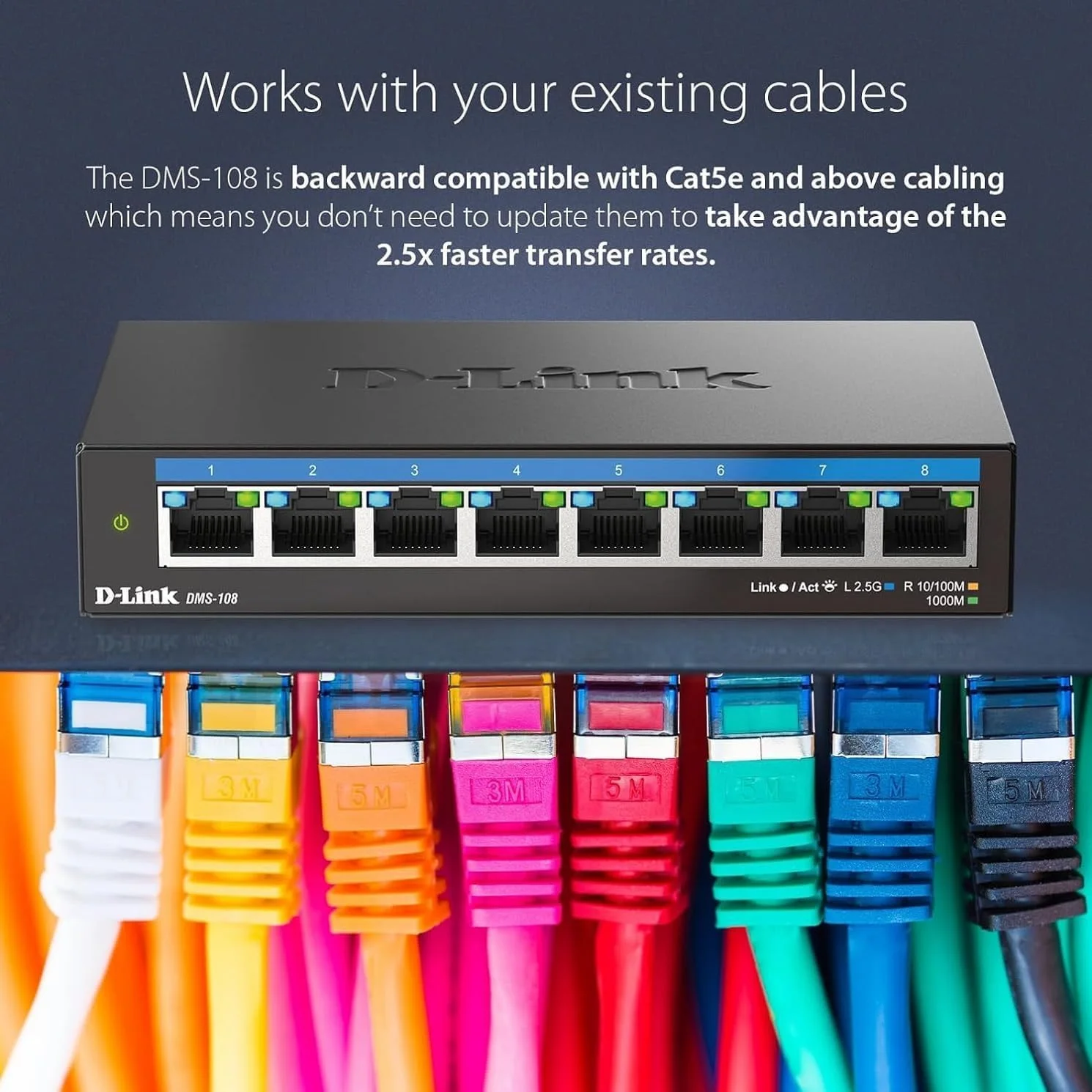 D-Link DMS-108 8-Port 2.5G Multi-Gigabit Desktop Switch view 4
