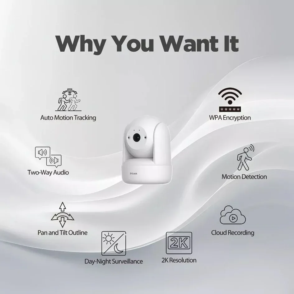 D-LINK DCS-6501LH (TYPE C) 3MP PTZ Wi-Fi 2K Camera (with mounting bracket) view 2