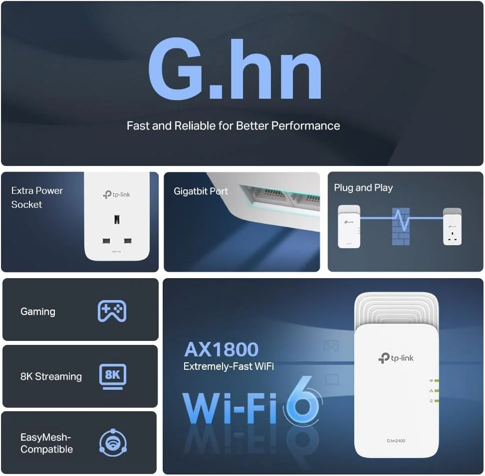 TP-Link PGW2440 Kit TP-Link PX50 G.hn AX1800 Powerline Wi-Fi 6 Kit (EasyMesh, Gigabit Ports, Extra Power Socket) view 4