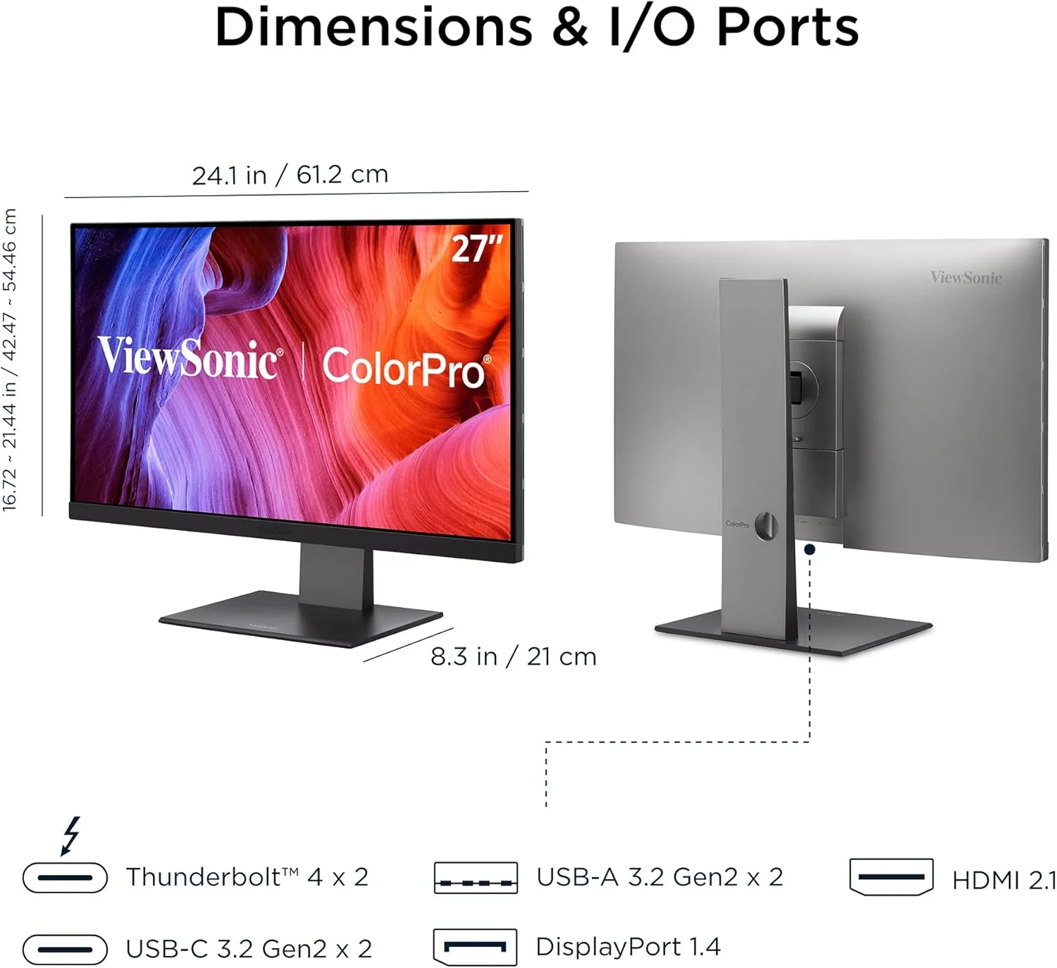 ViewSonic VP2788-5K 27″ 5K Thunderbolt™ 4 Professional Monitor view 4