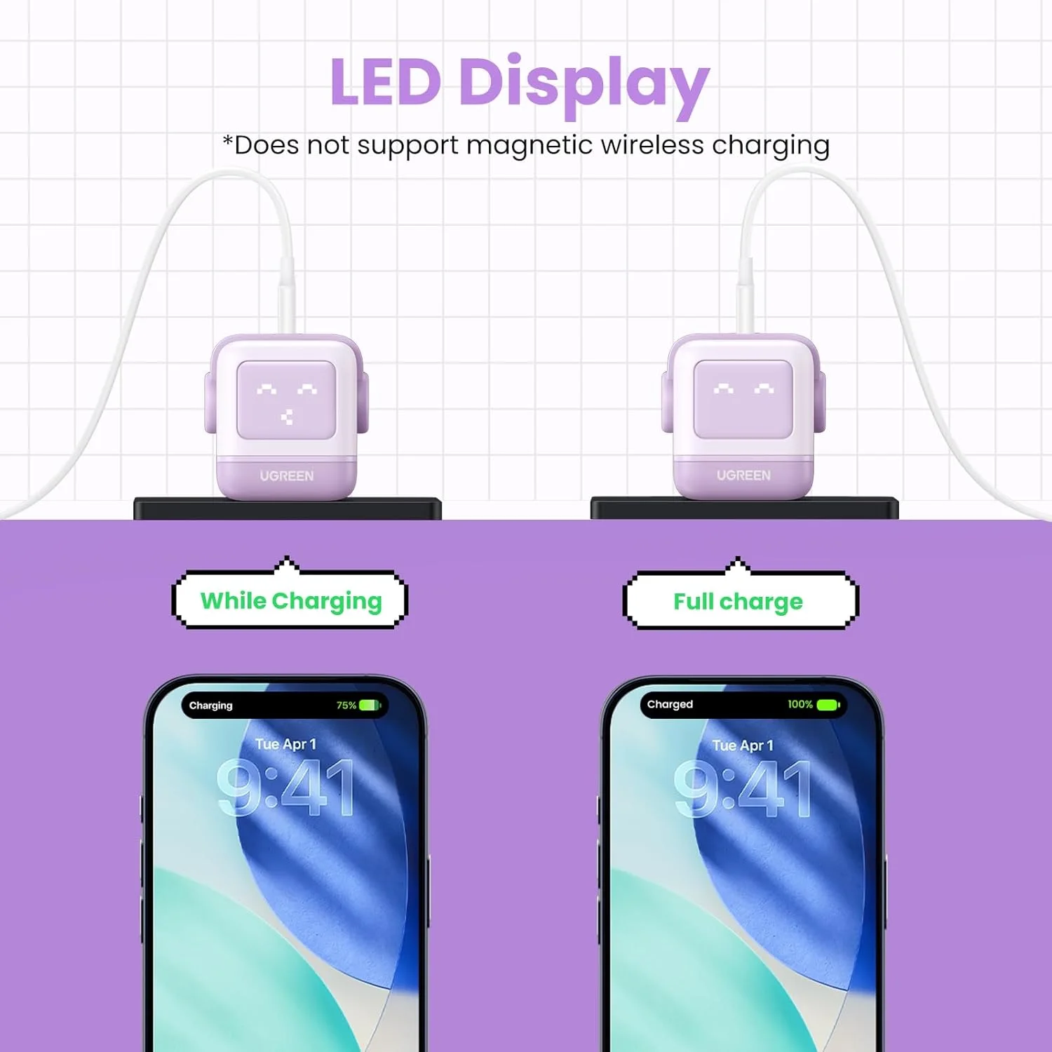 UGREEN 35292 UGREEN Nexode RG CD361 65W PD GaN Fast Charger (2C1A), Purple view 3