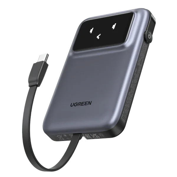 UGREEN 35603B UGREEN PB511 10000mAh 30W PD Power Bank with Built-in USB-C to USB-C Cable, Black