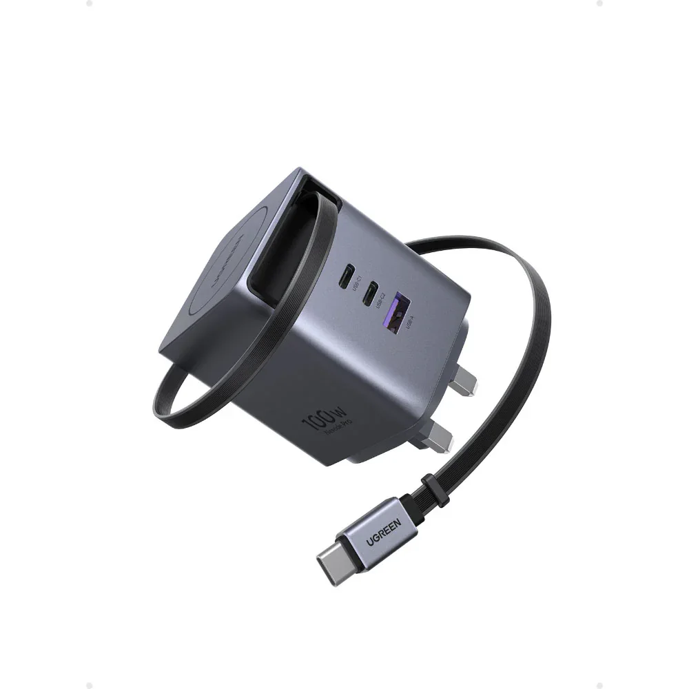 UGREEN 65829 UGREEN X616_65829 100W GaN Charger w/retractable 0.7m cable (3C1A) view 2