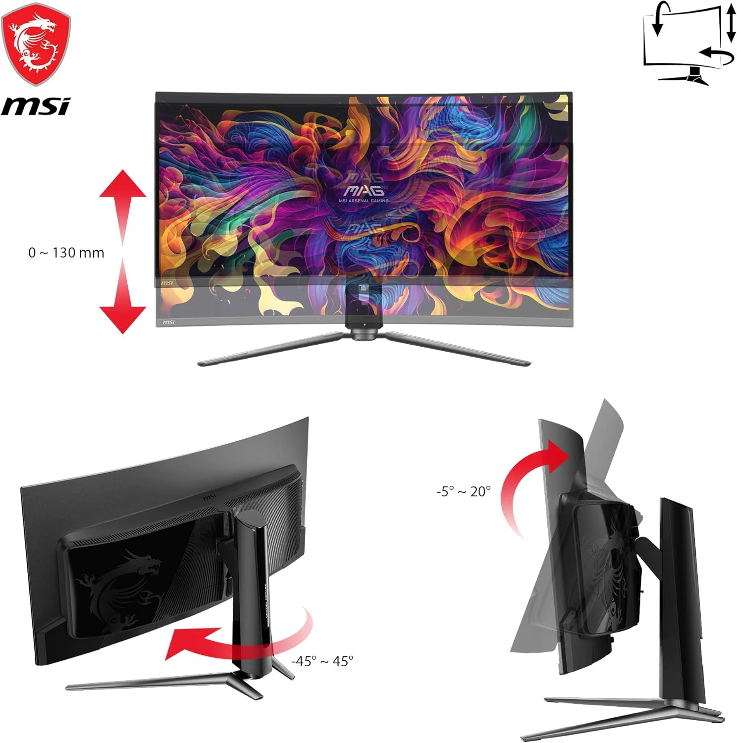 MSI MPG 341CQPX QD-OLED 34″ UWQHD 240 Hz Curved Gaming Monitor view 3