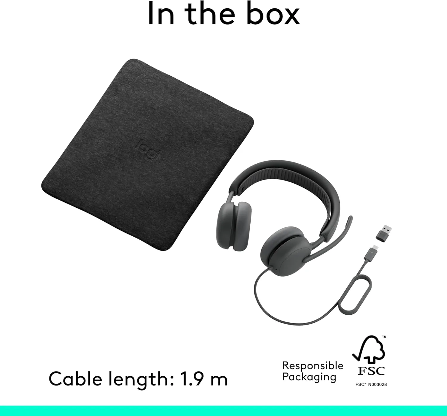 Logitech Zone Wired 2 -TEAMS Logitech Zone Wired 2 Wired Over-the-head, On-ear Stereo Headset - Graphite - Microsoft Teams Certification - Binaural - Circumaural - 190 cm Cable - Noise Cancelling Microphone - Noise Canceling - USB Type C, USB Type A view 4