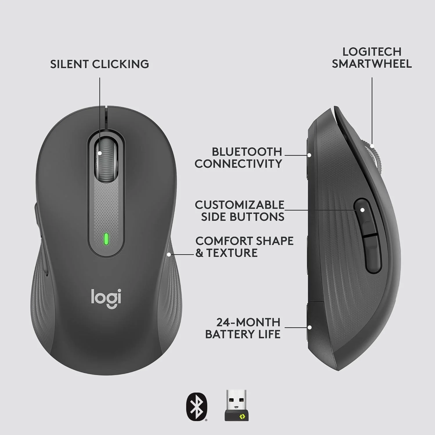 Logitech 910-006282 Logitech Signature M650 Wireless Mouse for Business - GRAPHITE view 3