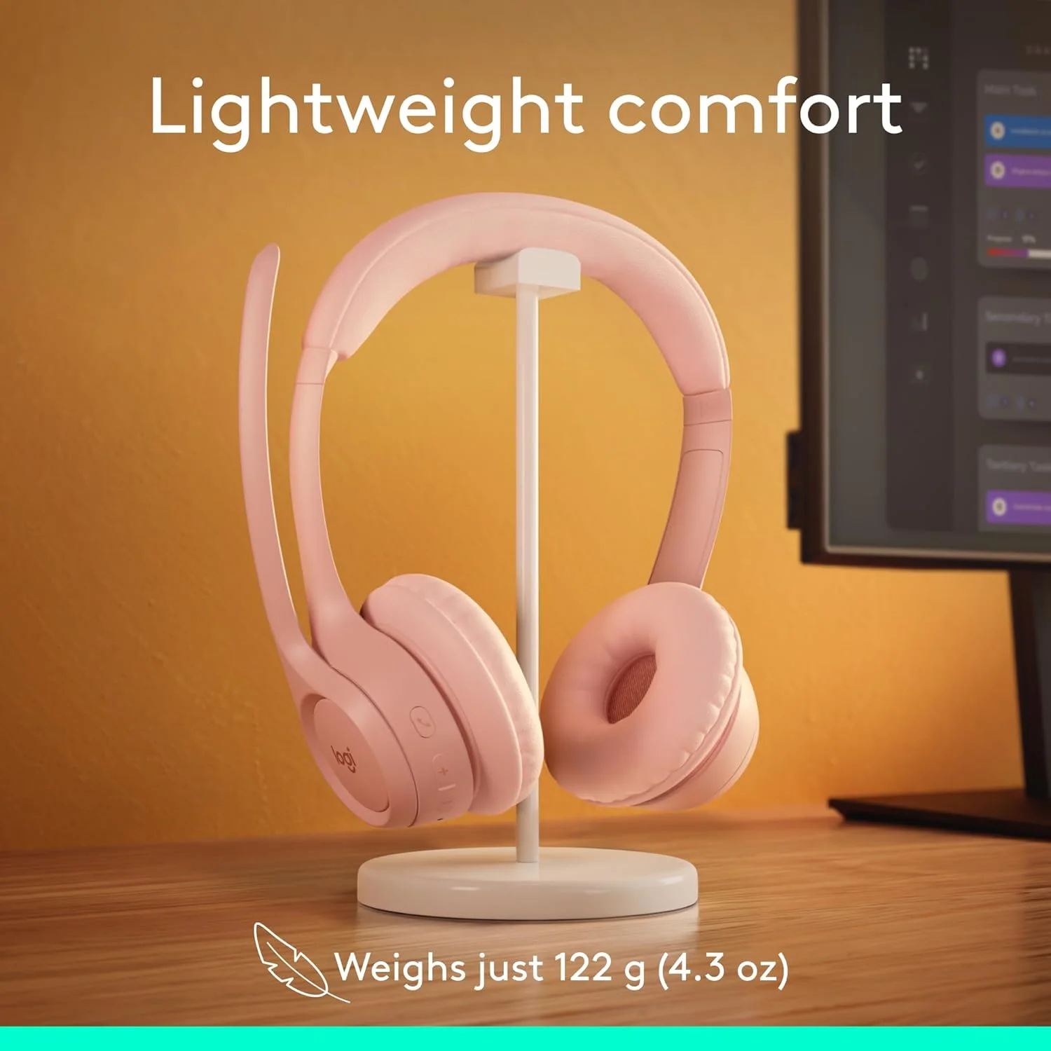 Logitech 981-001413 Logitech Zone 300 Wireless Bluetooth Headset - Rose view 4