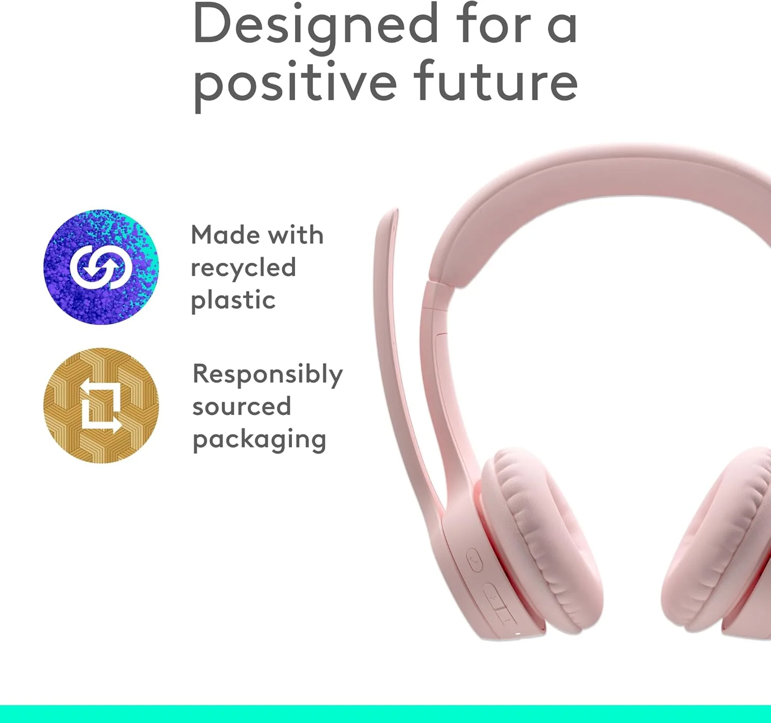 Logitech 981-001413 Logitech Zone 300 Wireless Bluetooth Headset - Rose view 3