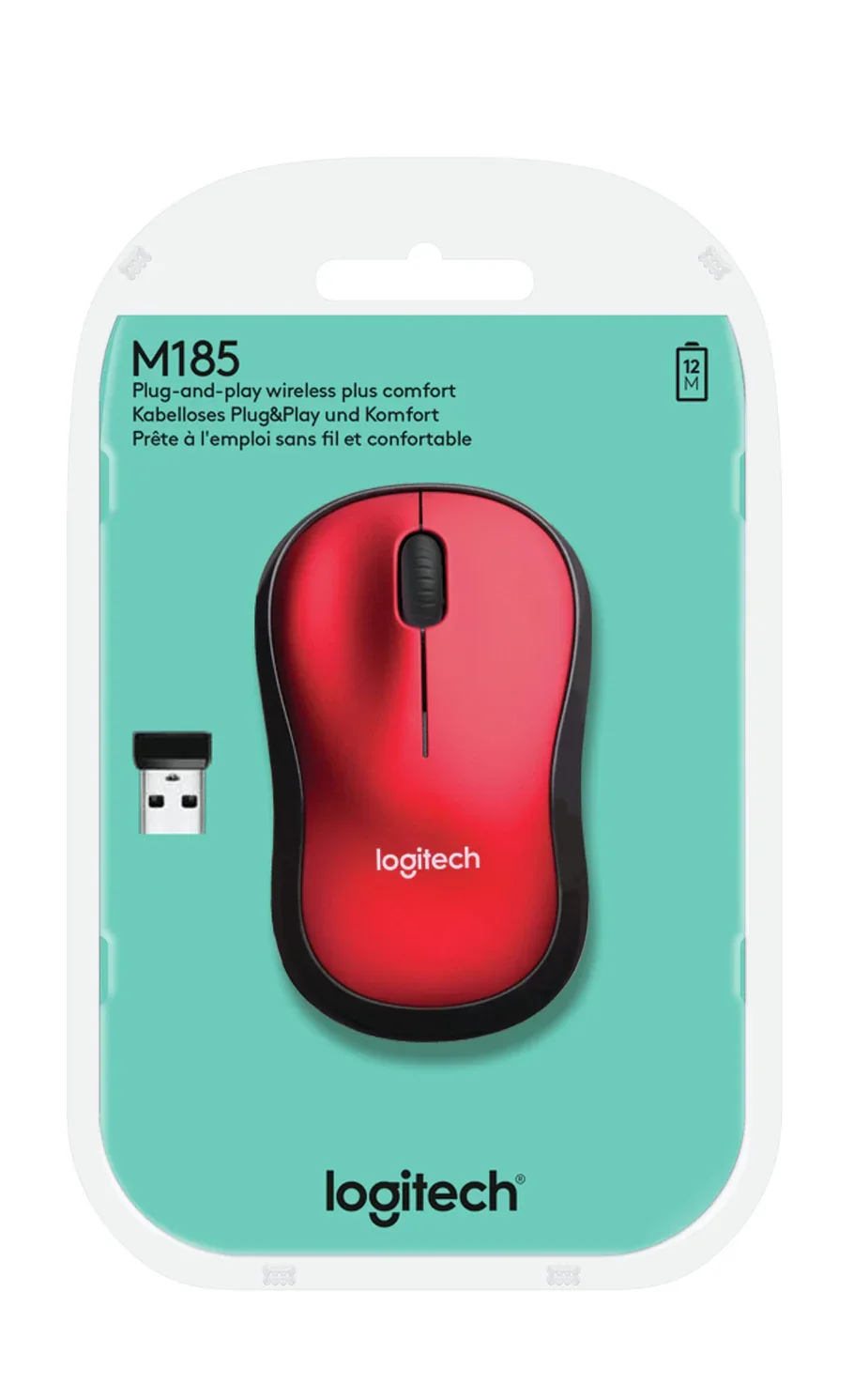 Logitech 910-002503 Logitech M185 Basic Wireless Mouse - Red