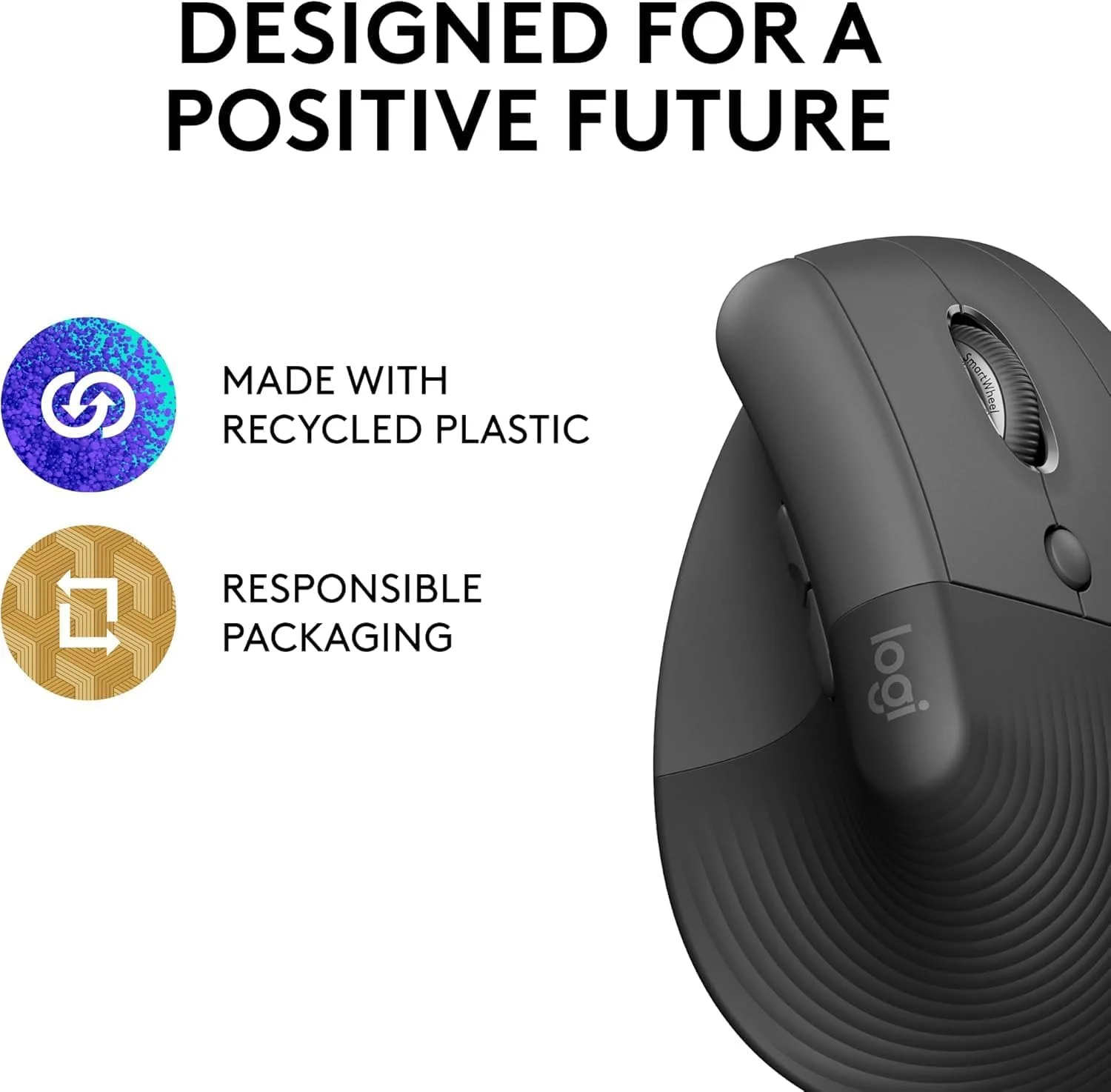 Logitech 910-006479 Logitech Lift Vertical Ergo Wireless Mouse - Graphite view 4