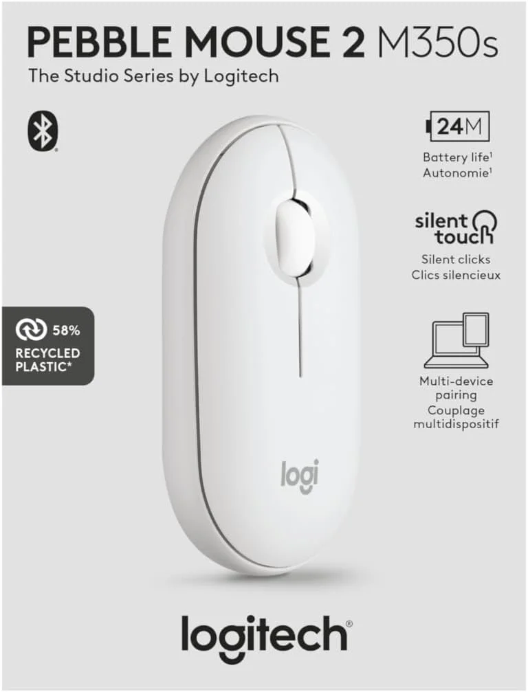 Logitech 910-006986 Logitech Pebble Mouse 2 M350s Wireless Mouse - Tonal White