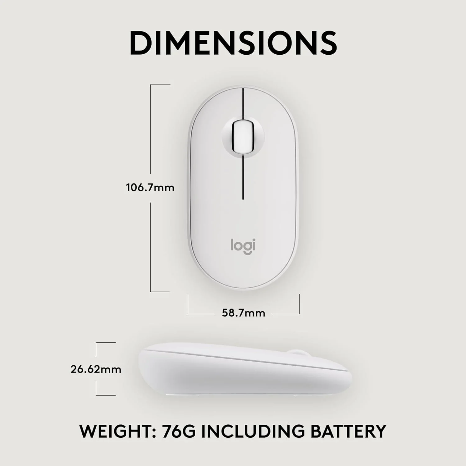 Logitech 910-006986 Logitech Pebble Mouse 2 M350s Wireless Mouse - Tonal White view 3