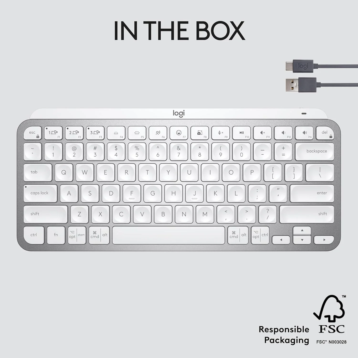 Logitech 920-010528 Logitech MX Keys Mini for Mac Wireless Keyboard - Pale Grey view 4