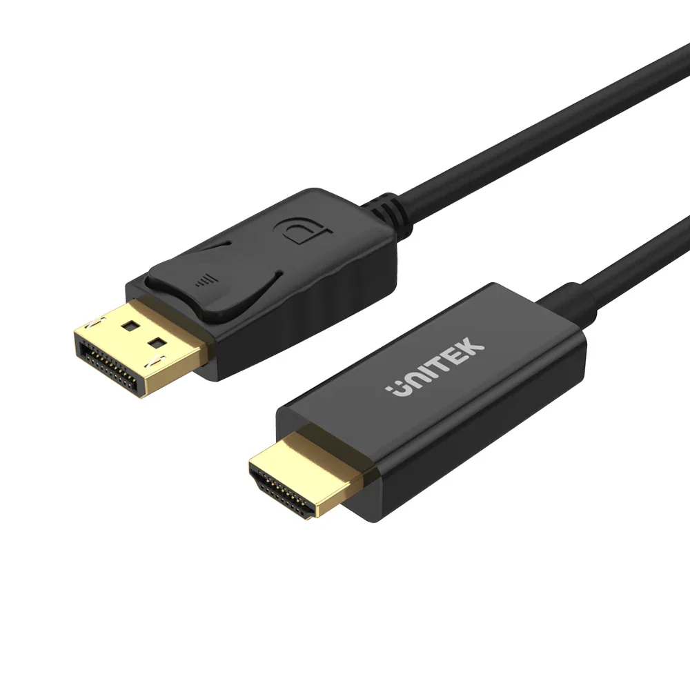 Unitek 1.8m Display Port to HDMI Male Cable Con Unitek 1.80 m DisplayPort/HDMI A/V Cable - 1 - Cable for Audio/Video Device, Monitor, Projector - First End: 1 x HDMI Digital Audio/Video - Male - Second End: 1 x DisplayPort Digital Video - Male - Supports up to1920 x 1080, 1920 x 1200 - Black view 2