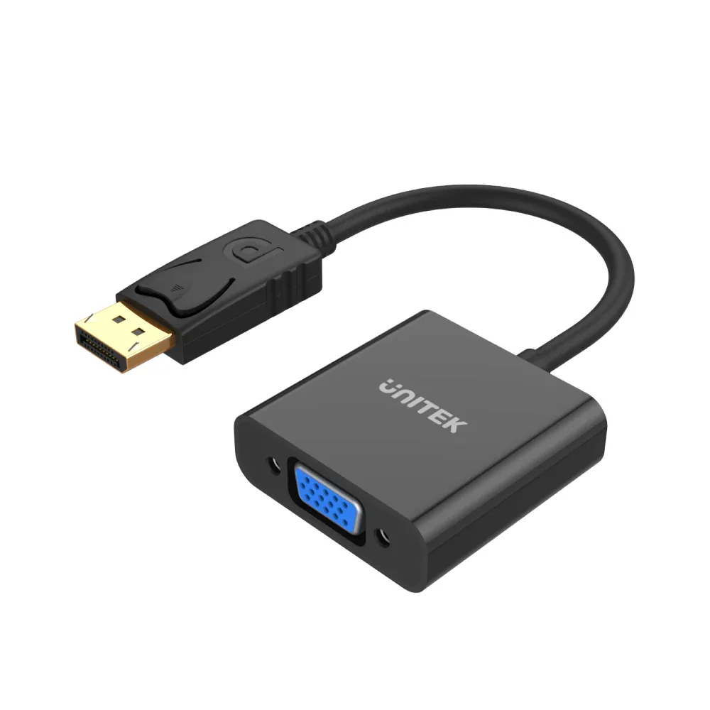 Unitek 0.2m Display Port Male to VGA Female Con Unitek Video Adapter - 1 - 1 x DisplayPort Digital Audio/Video - Male - 1 x 15-pin HD-15 VGA - Female - 1920 x 1200 Supported - Black