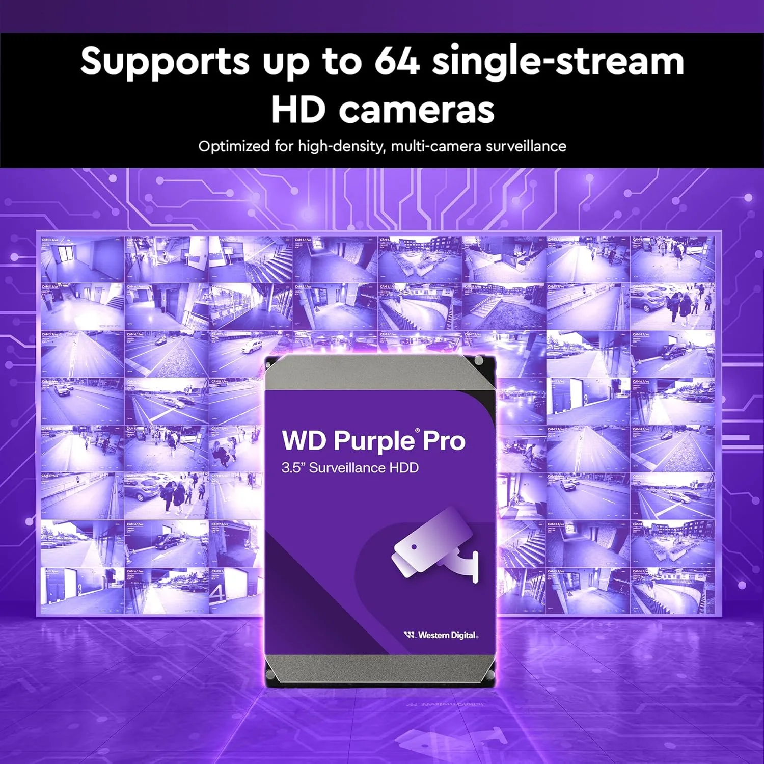 Western Digital WD142PURP WD Purple Pro 3.5" 14TB Surveillance HDD 512MB 7200RPM SATA view 4