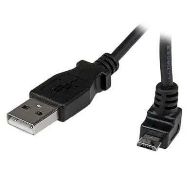 Startech.Com 2m USB to Up Angle Micro USB Cable StarTech.com 2 m USB/USB Micro-B Data Transfer Cable - 1 Each - Cable for Cellular Phone, Digital Camera, Portable Hard Drive, Tablet PC, Digital Camera, Smartphone, PC, MAC - First End: 1 x 4-pin USB 2.0 Type A - Male - Second End: 1 x 5-pin Micro USB 2.0 Type B - Male - 480 Mbit/s - Shielding - 28 AWG - Black