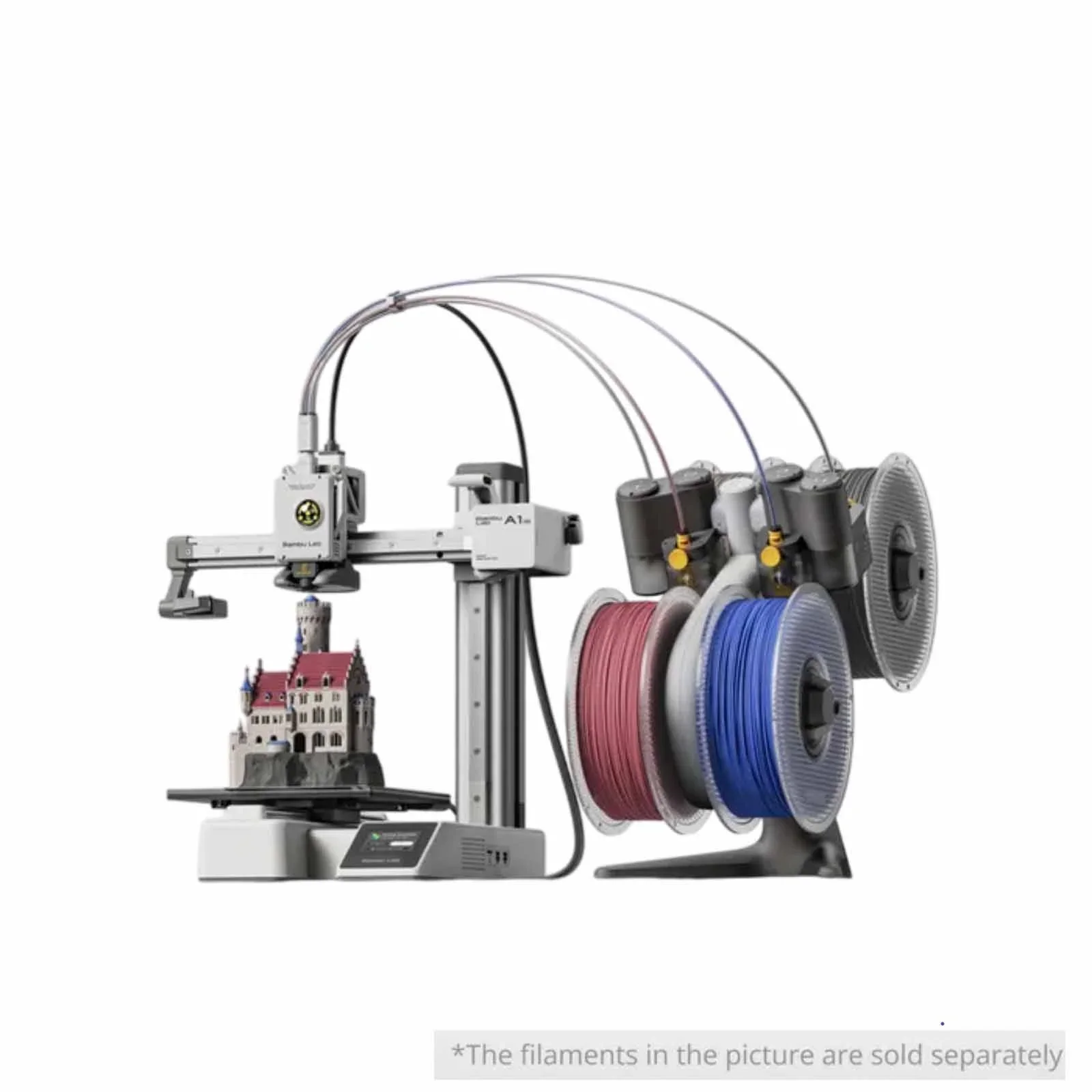 Bambu Lab PF002-M+SA005-UK Bambu Lab A1 mini 3D Printer + AMS Lite view 3