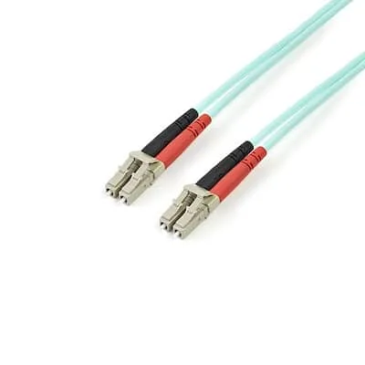 Startech.Com 3M AQUA MM 50 LC TO LC FIBER PATCH CABLE StarTech.com 3m (10ft) LC/UPC to LC/UPC OM3 Multimode Fiber Optic Cable, Full Duplex Zipcord Fiber, 100Gbps, LOMMF, LSZH Fiber Patch Cord - Cable for Network Device, Hub, Router, Switch - First End: 2 x LC Network - Male - Second End: 2 x LC Network - Male - 10 Gbit/s - Patch Cable - LSZH - 50/125 µm - Aqua