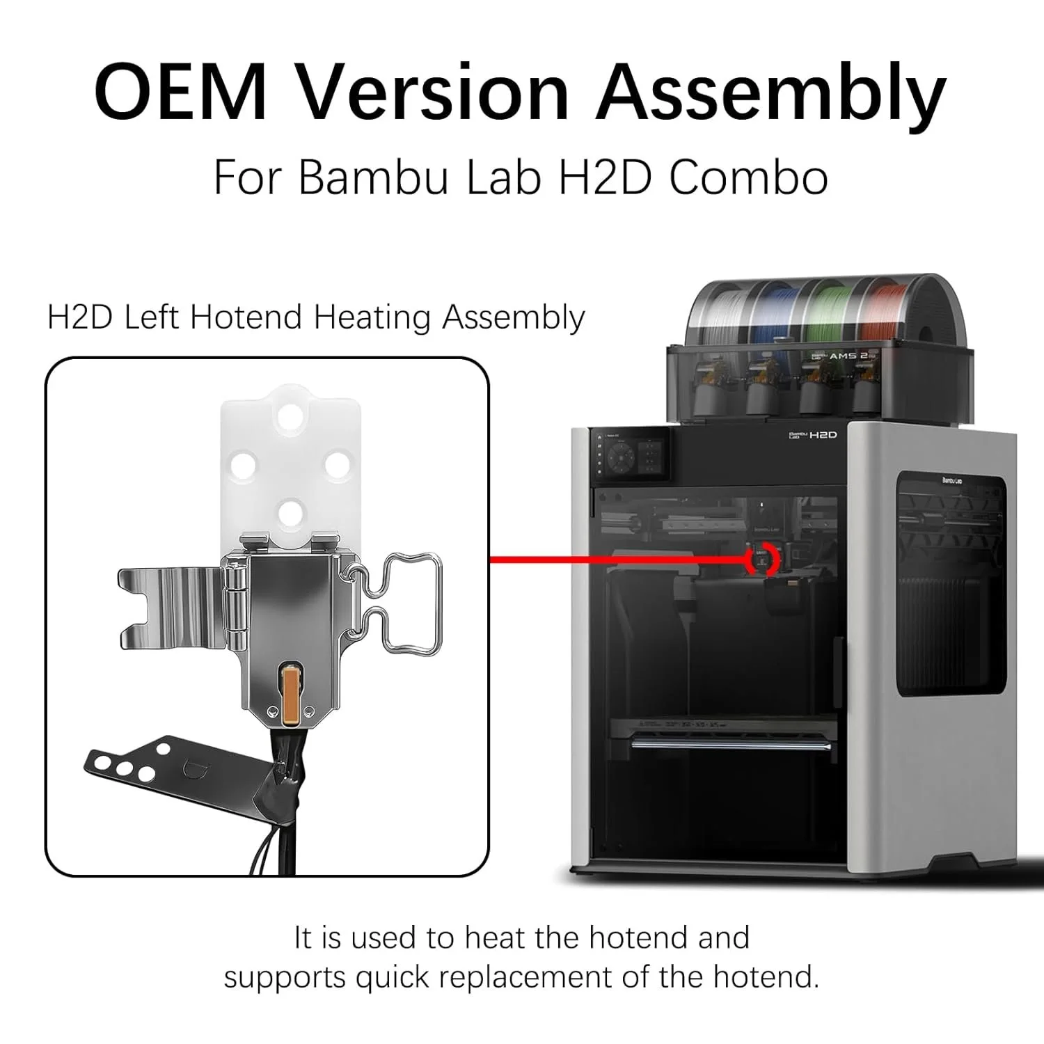 Bambu Lab FAH028-V1 Hotend Heating Assembly - Left - H2D Pro,H2D view 3