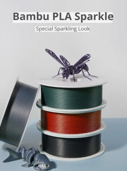 Bambu Lab A08-D5-1.75-1000-SPL Bambu PLA Sparkle Filament - Slate Gray Sparkle - with Bambu Reusable Spool view 4