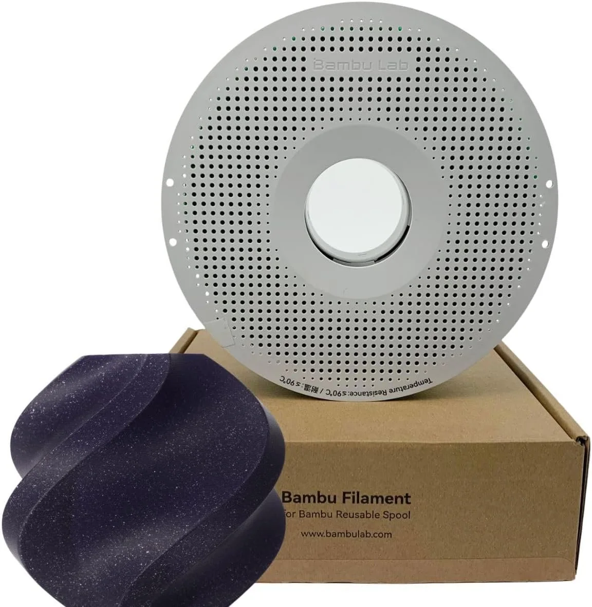 Bambu Lab A08-K2-1.75-1000-SPL Bambu PLA Sparkle Filament - Onyx Black Sparkle - with Bambu Reusable Spool view 4