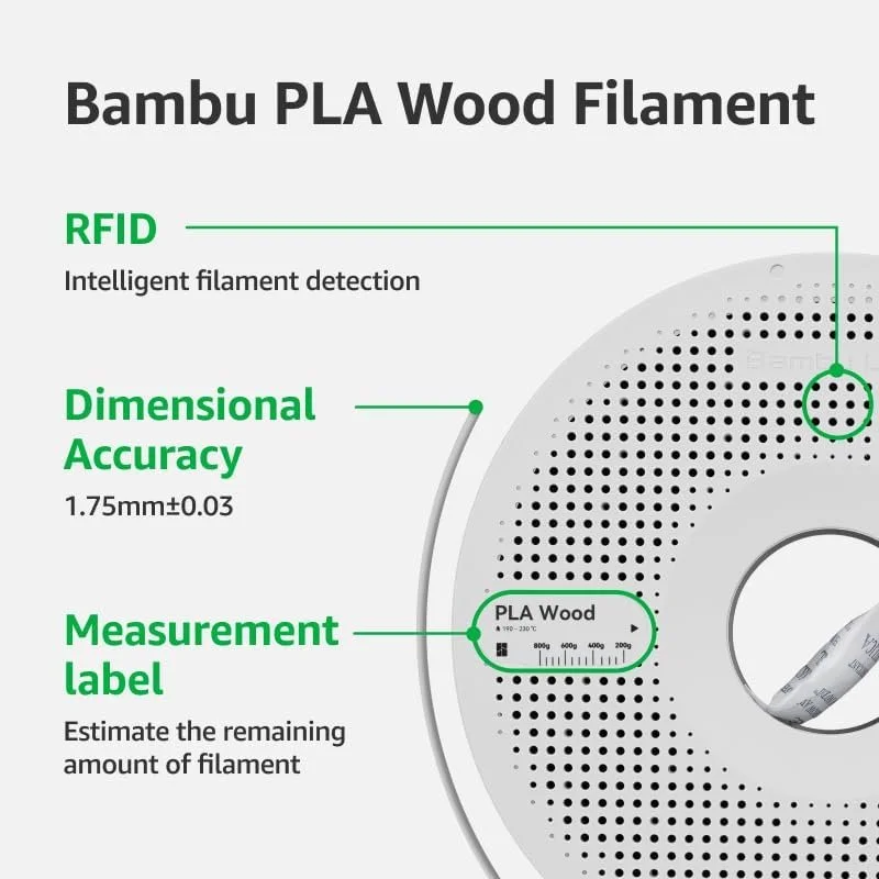 Bambu Lab A16-Y0-1.75-1000-SPL Bambu PLA Wood - Ochre Yellow - with Bambu Reusable Spool view 3