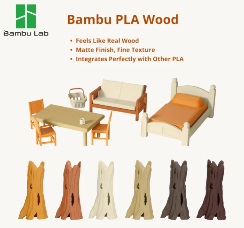 Bambu Lab A16-G0-1.75-1000-SPL Bambu PLA Wood - Classic Birch - with Bambu Reusable Spool view 3