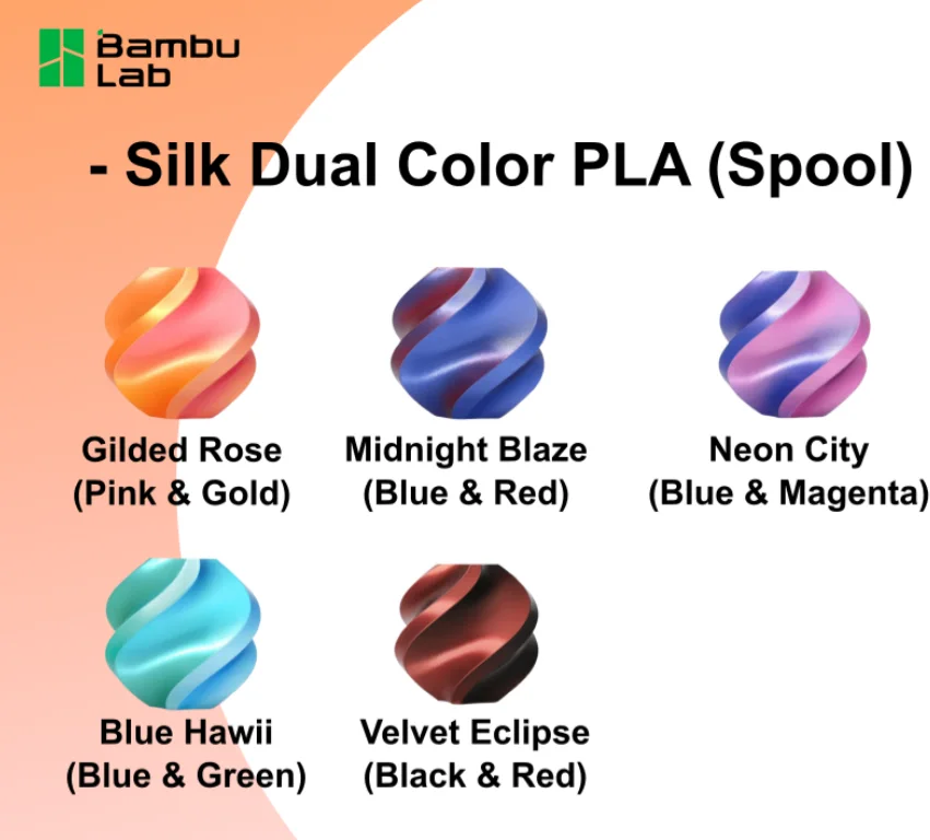 Bambu Lab A05-T2-1.75-1000-SPL Bambu PLA Silk - Midnight Blaze (Blue-Red) - with Bambu Reusable Spool view 4